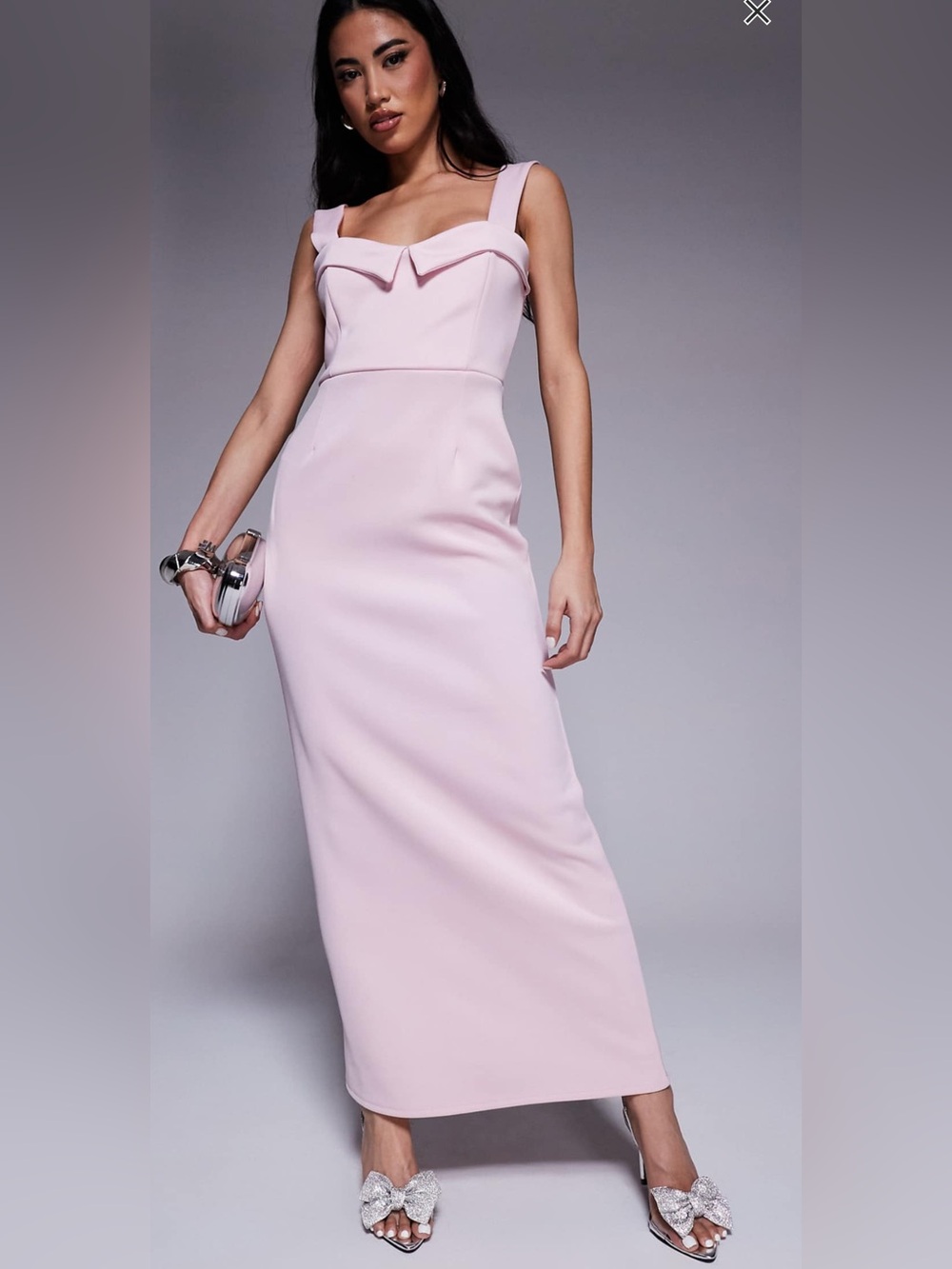 Asos Elegant Pink Maxi Dress with Sweetheart Detail - Picture 1 of 10